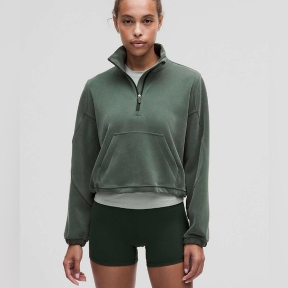 lululemon athletica Tops - Lululemon Softstreme Half Zip in Rainforest Green size 4